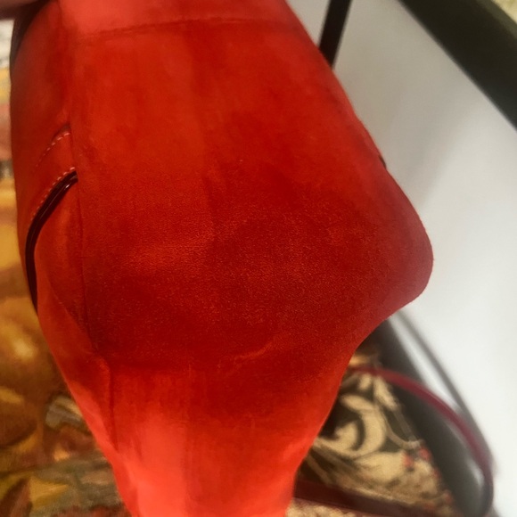 Coach Burnt Orange Suede Patent Trim Lunch Gallery Tote Bag - Picture 10 of 17